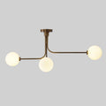Brass Sputnik Chandelier with Milky Globes, Mid-Century Modern Ceiling Light