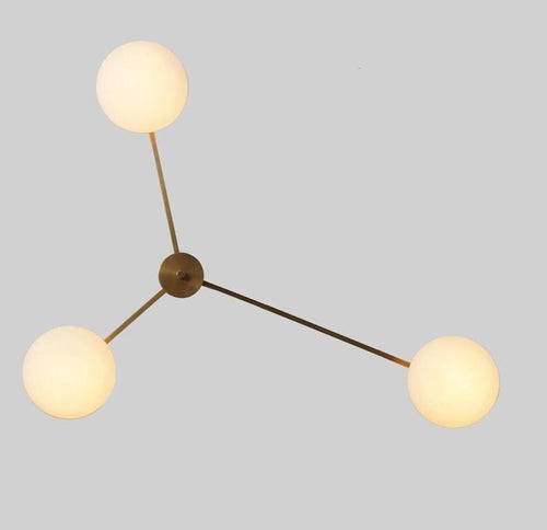 Brass Sputnik Chandelier | Three Globe Flush Mount Ceiling Light