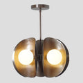 Brass Sputnik Chandelier with Milky Glass Globes, Mid Century Style