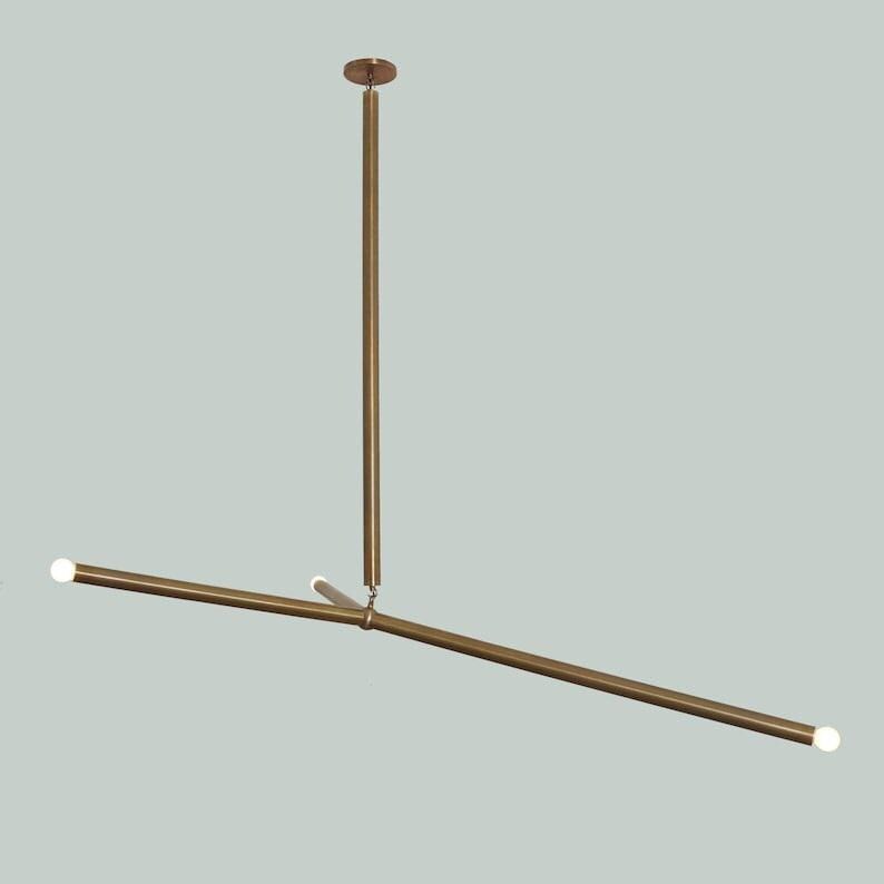 Raw Brass Sputnik Chandelier, Mid Century Modern Three Arm Ceiling Light