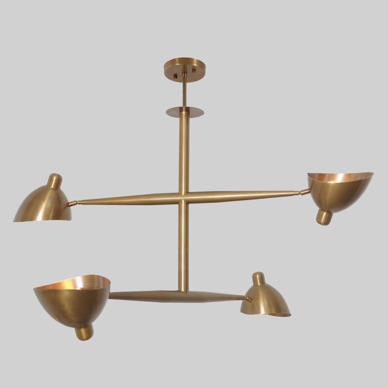 Brass Sputnik Chandelier, Four-Light Modern Ceiling Fixture