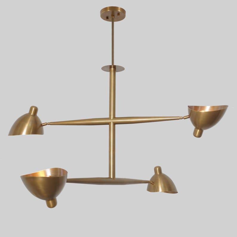 Brass Sputnik Chandelier, Four-Light Modern Ceiling Fixture