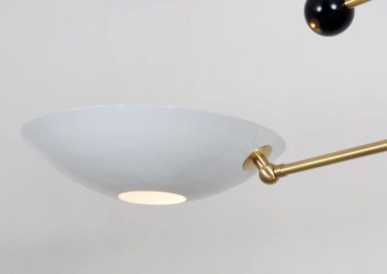 Stilnovo Sputnik Chandelier, Raw Brass Finish, Double Shade Pendant Light