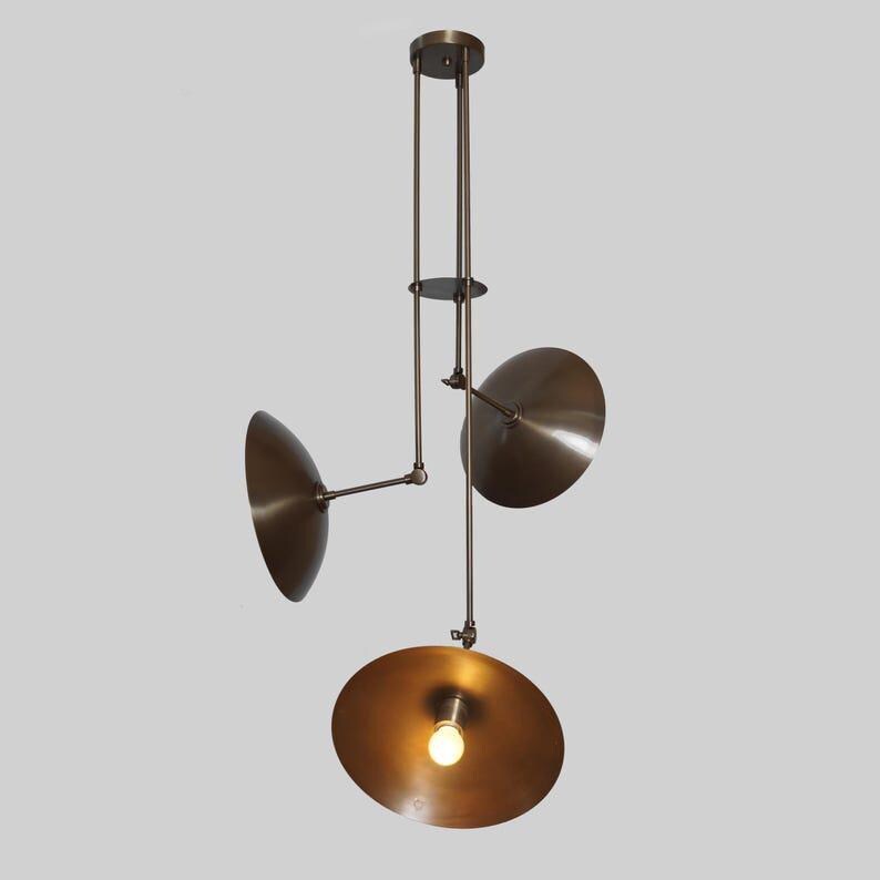 Sputnik Brass Chandelier, Three-Light Modern Pendant
