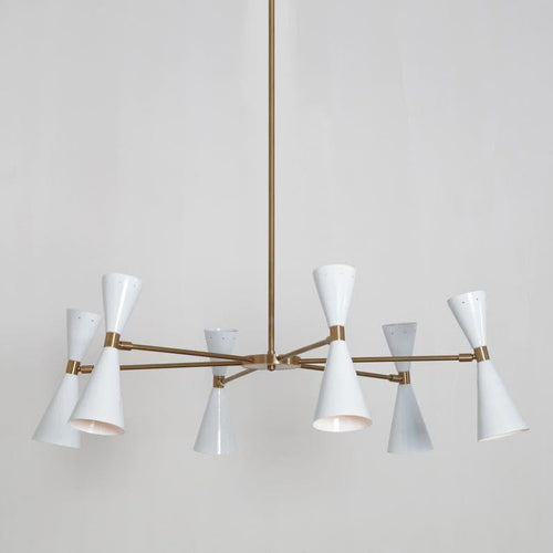Brass Sputnik Chandelier, Mid Century Italian Style, Six-Arm Light