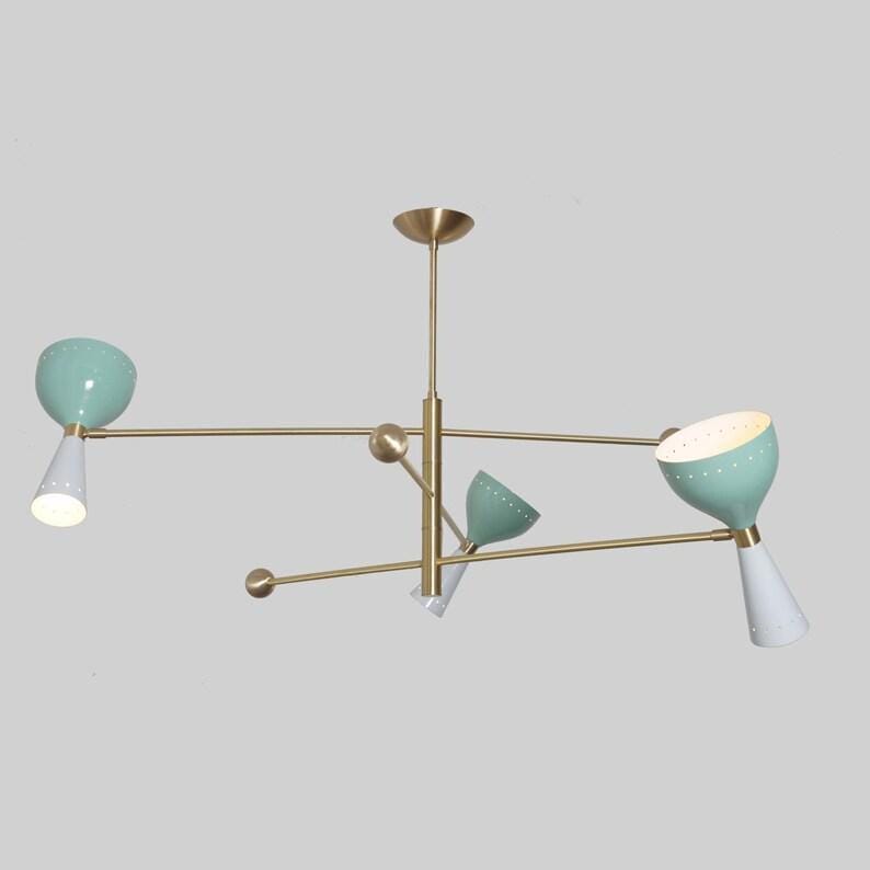 Italian Style Three Arms Sputnik Chandelier Brushed Brass Finish Ceiling Pendant Finish Light Fixture