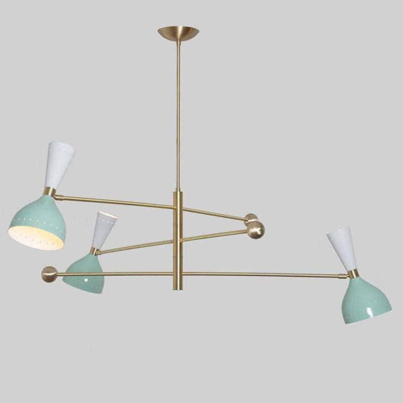 Italian Style Three Arms Sputnik Chandelier Brushed Brass Finish Ceiling Pendant Finish Light Fixture