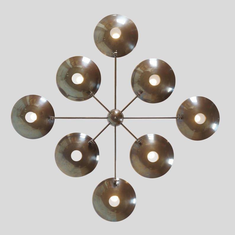 Stilnovo Style Sputnik Chandelier, 8-Shade Brass Ceiling Light