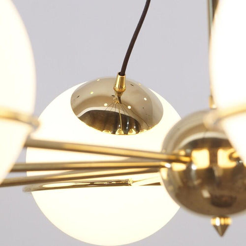 Brass Sputnik Chandelier, Mid Century Modern Eight Globe Light