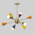 Starburst Sputnik Chandelier: Brushed Brass with Multicolor Shades