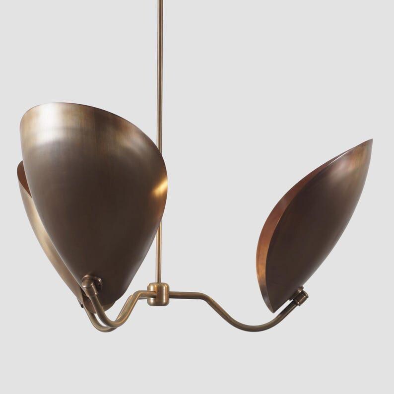 Brass Sputnik Chandelier, Stilnovo Style Pendant Light