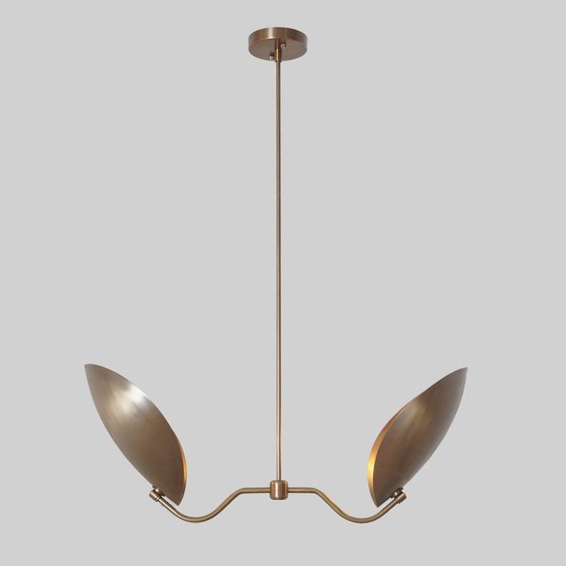 Brass Sputnik Chandelier: Stilnovo Style Curved Disk Pendant Light