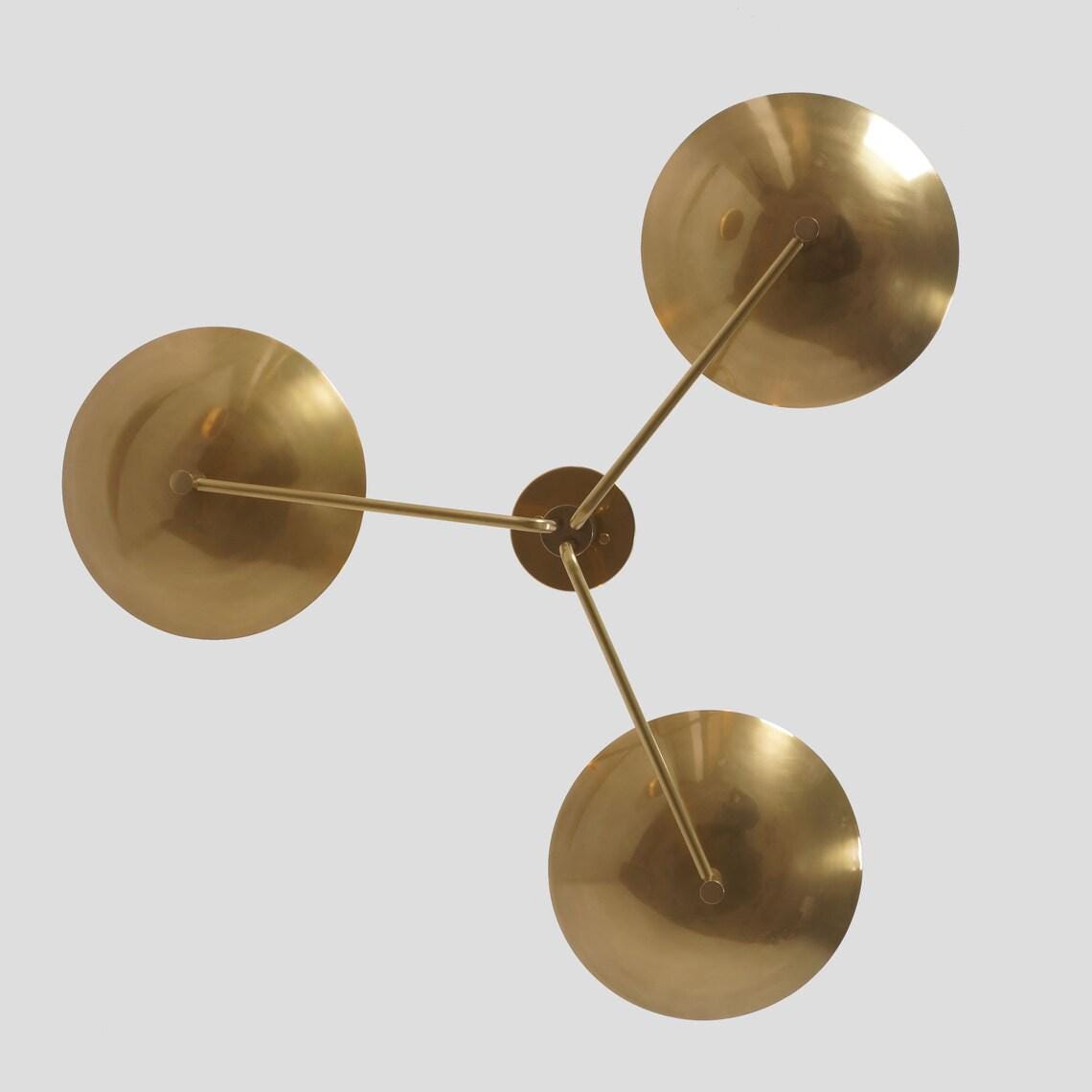 Mount Fixture Modern Raw Brass Sputnik chandelier light 3 Mid Century Moder Sputnik Flush