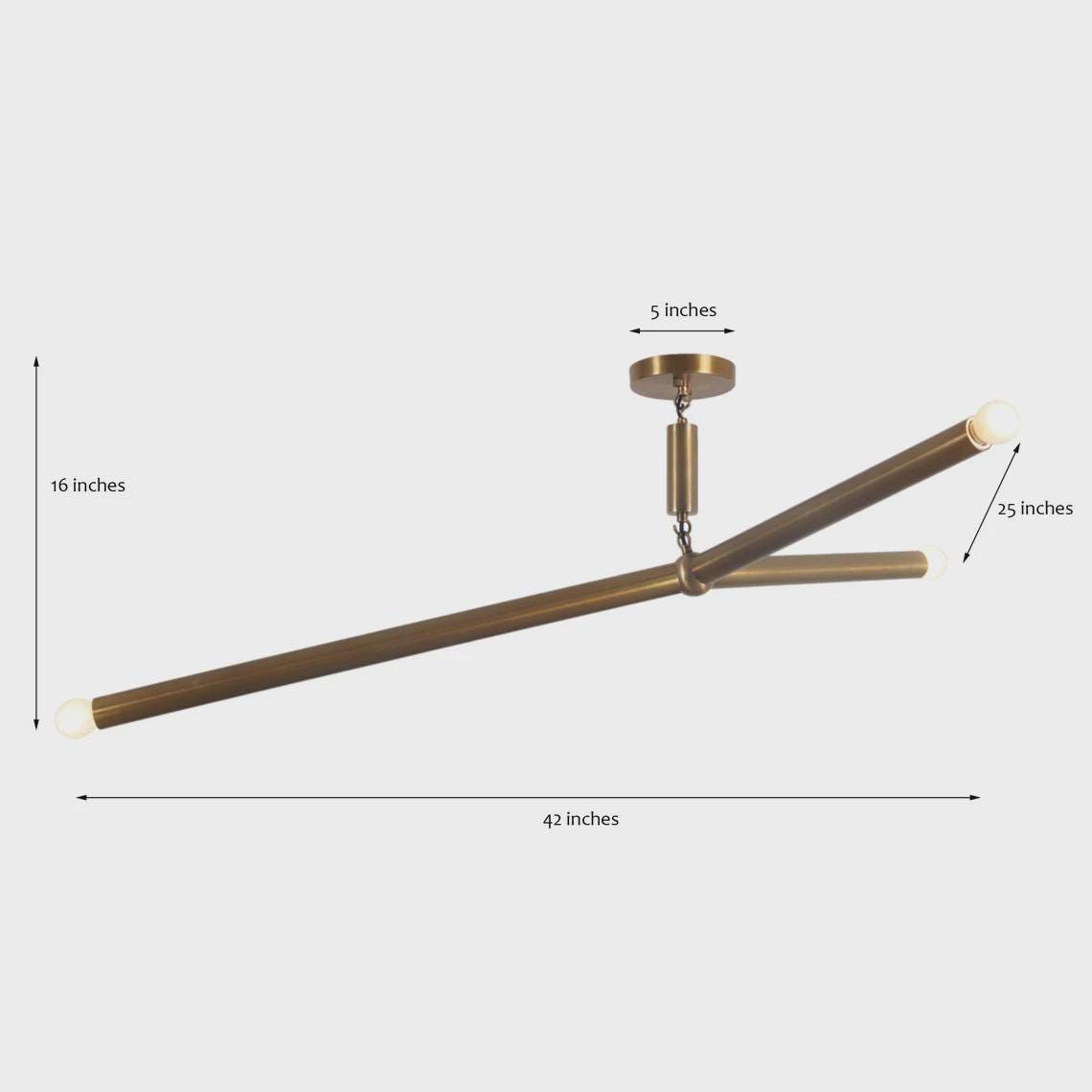 Mid Century Sputnik Three Arm Light Linear Chandelier Modern Brass Chandelier Ceiling Fixture