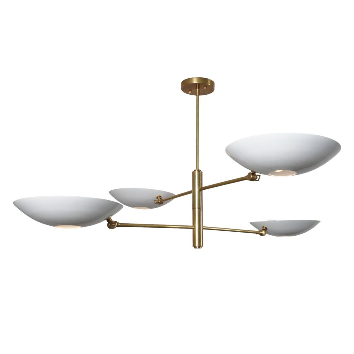 4 Light Pendant Mid Century Modern Raw Brass Sputnik chandelier light Fixture
