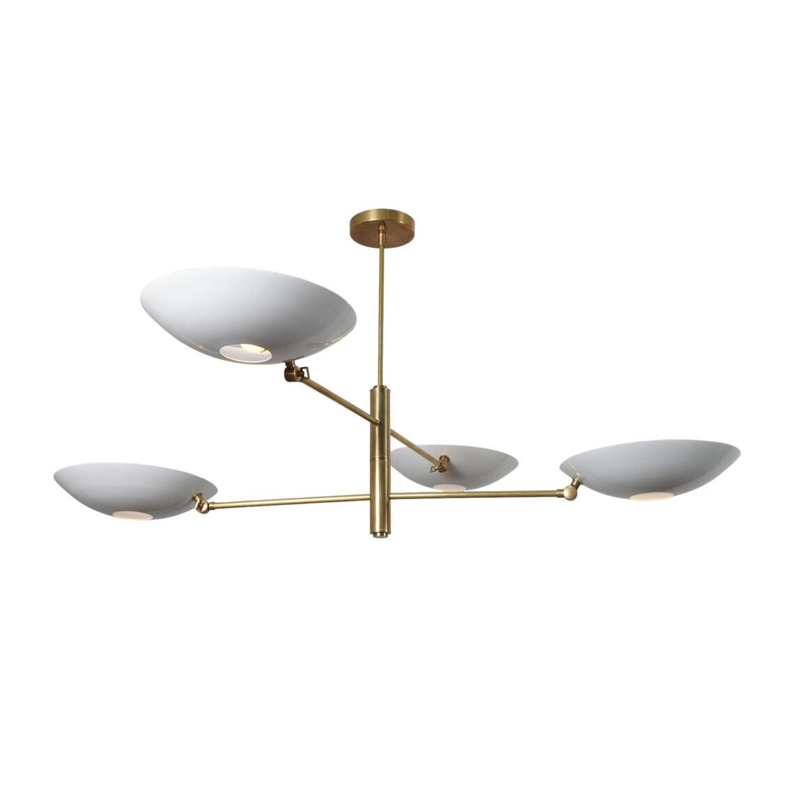 4 Light Pendant Mid Century Modern Raw Brass Sputnik chandelier light Fixture