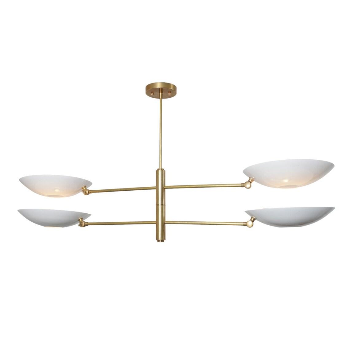 4 Light Pendant Mid Century Modern Raw Brass Sputnik chandelier light Fixture