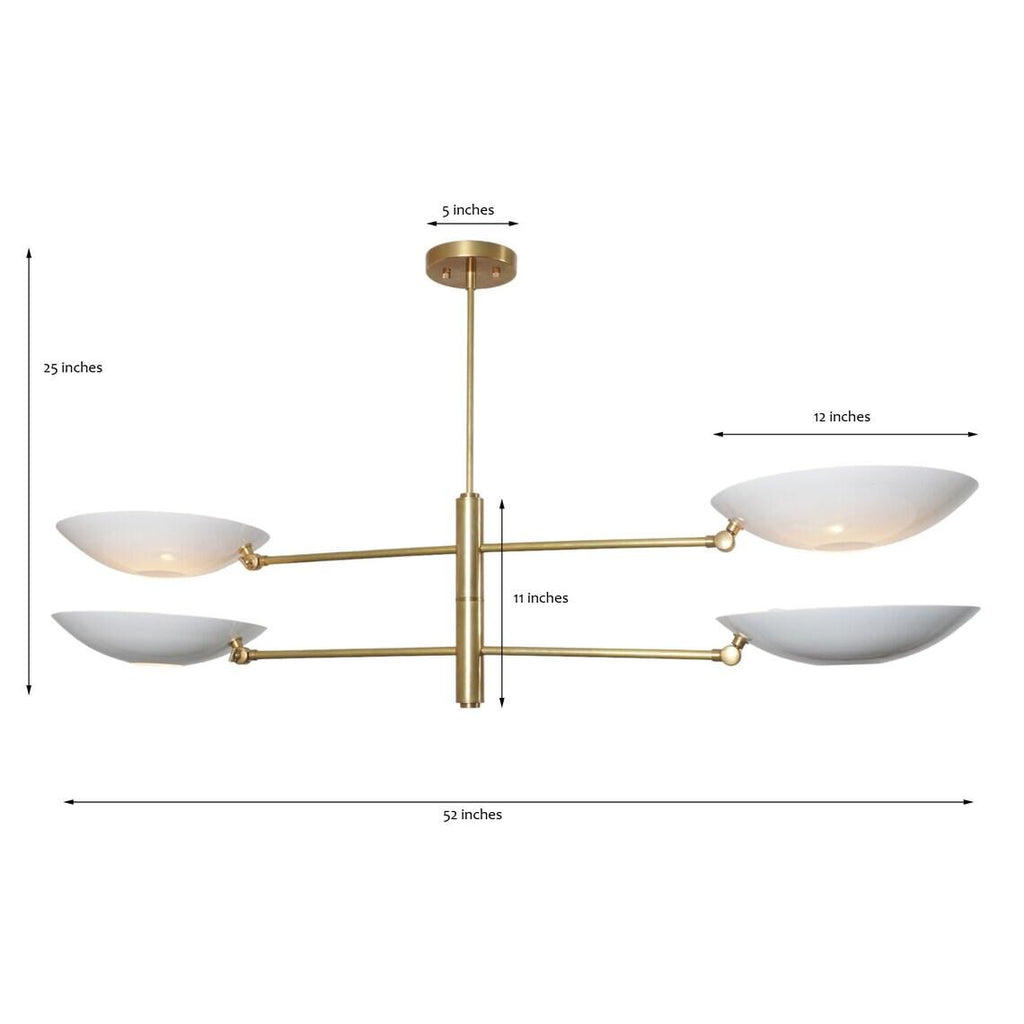 4 Light Pendant Mid Century Modern Raw Brass Sputnik chandelier light Fixture