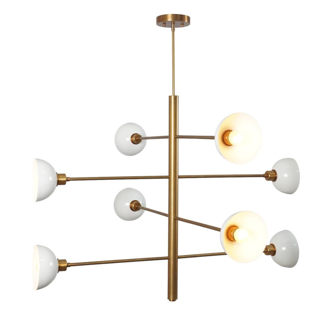 Mid Century Sputnik Eight Dome Shade Light Chandelier Modern Brass Ceiling Light Fixture