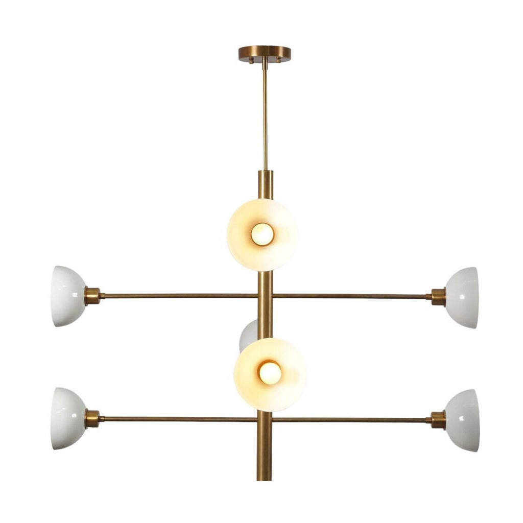 Mid Century Sputnik Eight Dome Shade Light Chandelier Modern Brass Ceiling Light Fixture