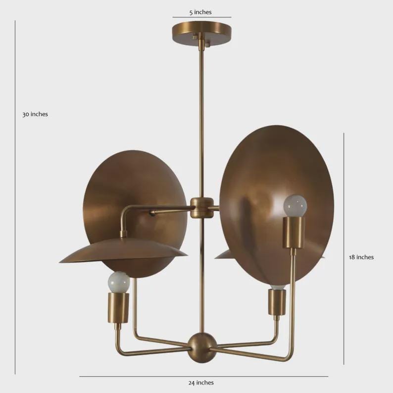 Mid-Century Modern Brass Sputnik Chandelier, 4-Light Pendant