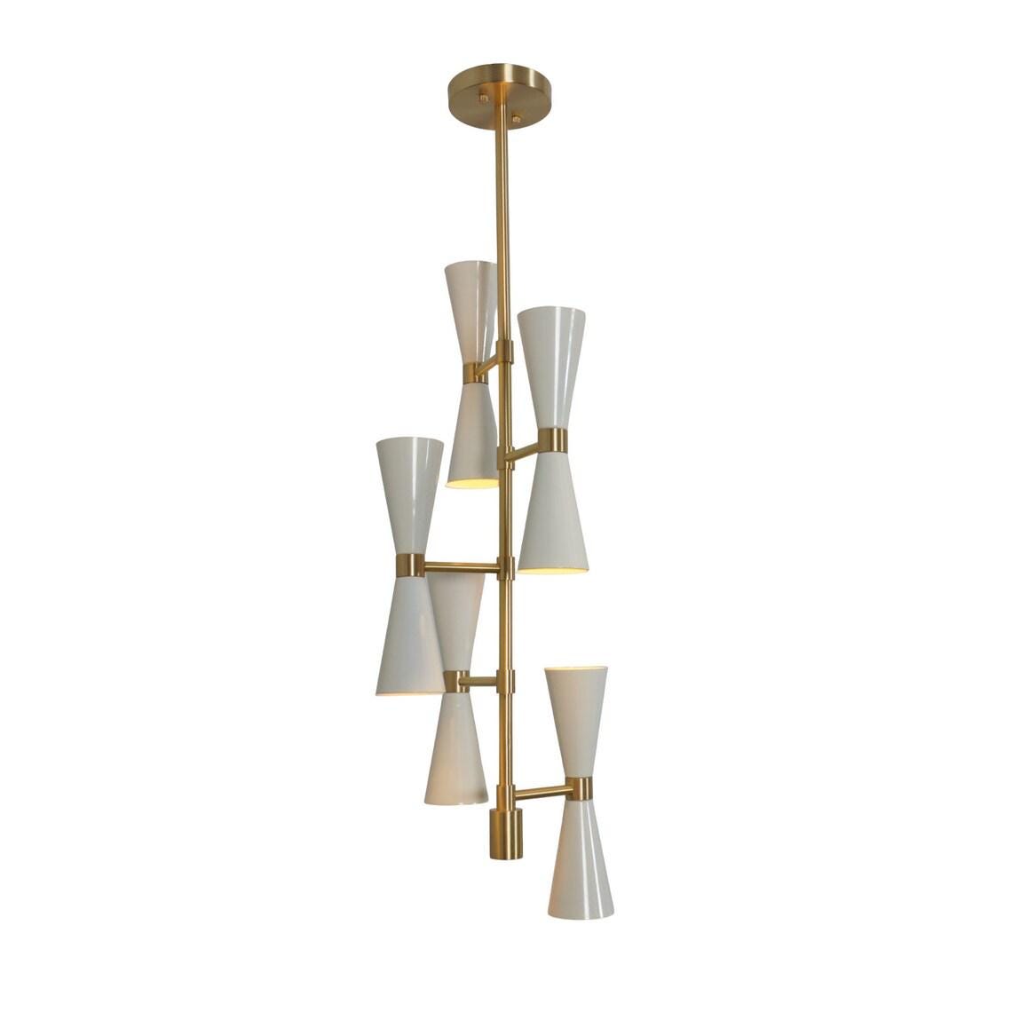 Mid Century Sputnik Ten Light Chandelier Modern  Brass Ceiling Light Fixture
