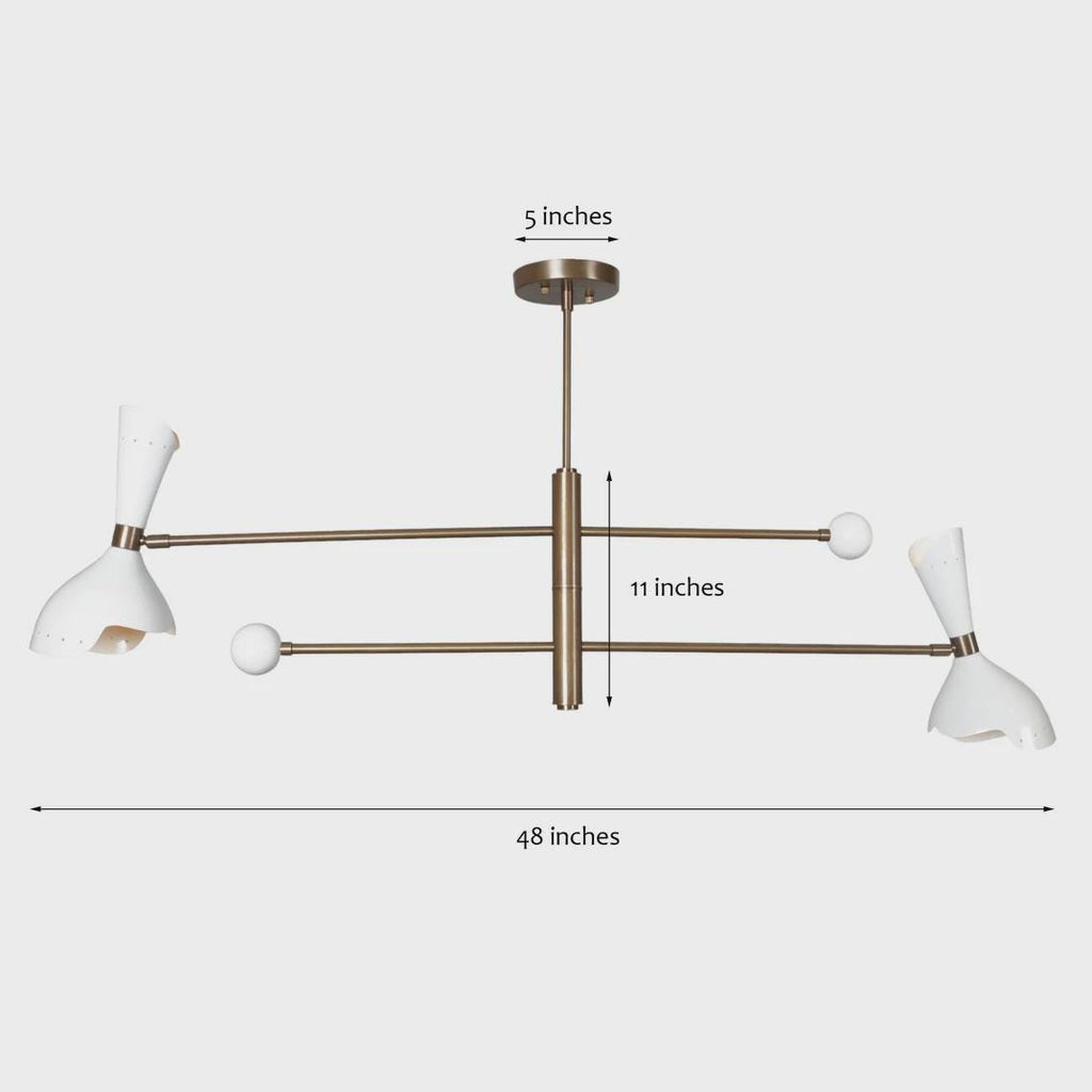 Raw Brass Sputnik Chandelier: Mid Century Modern 4-Light Fixture