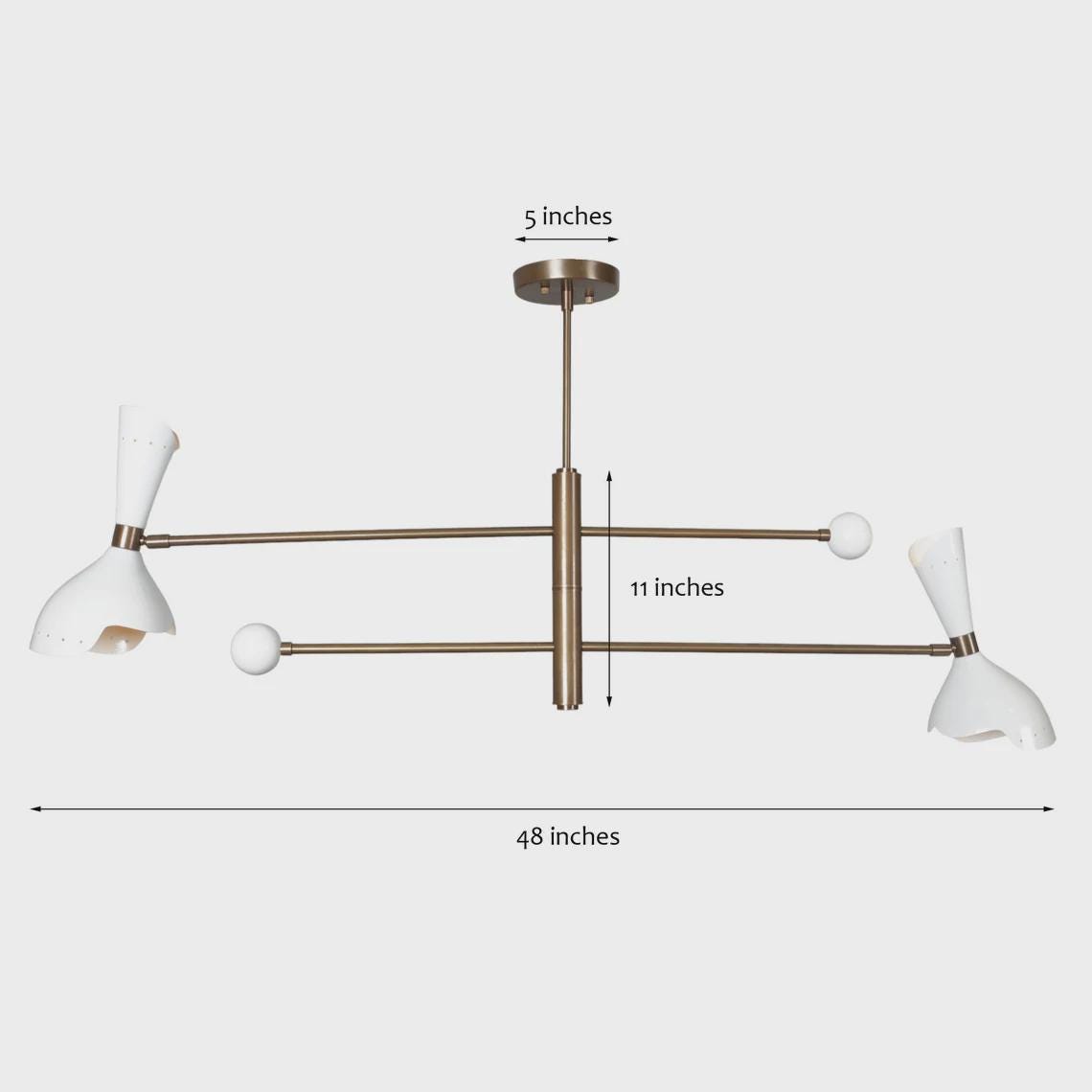 Raw Brass Sputnik Chandelier: Mid Century Modern 4-Light Fixture