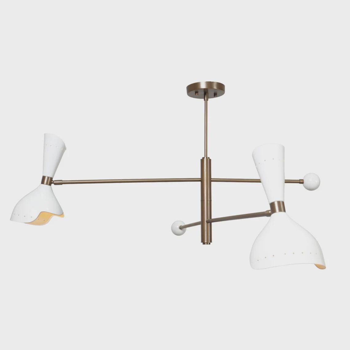 Raw Brass Sputnik Chandelier: Mid Century Modern 4-Light Fixture