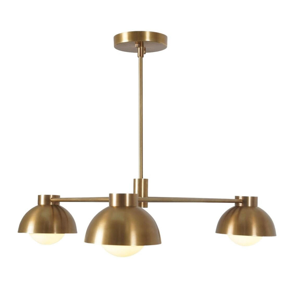 Three Globe Brass Sputnik Chandelier - Mid-Century Modern Pendant Light