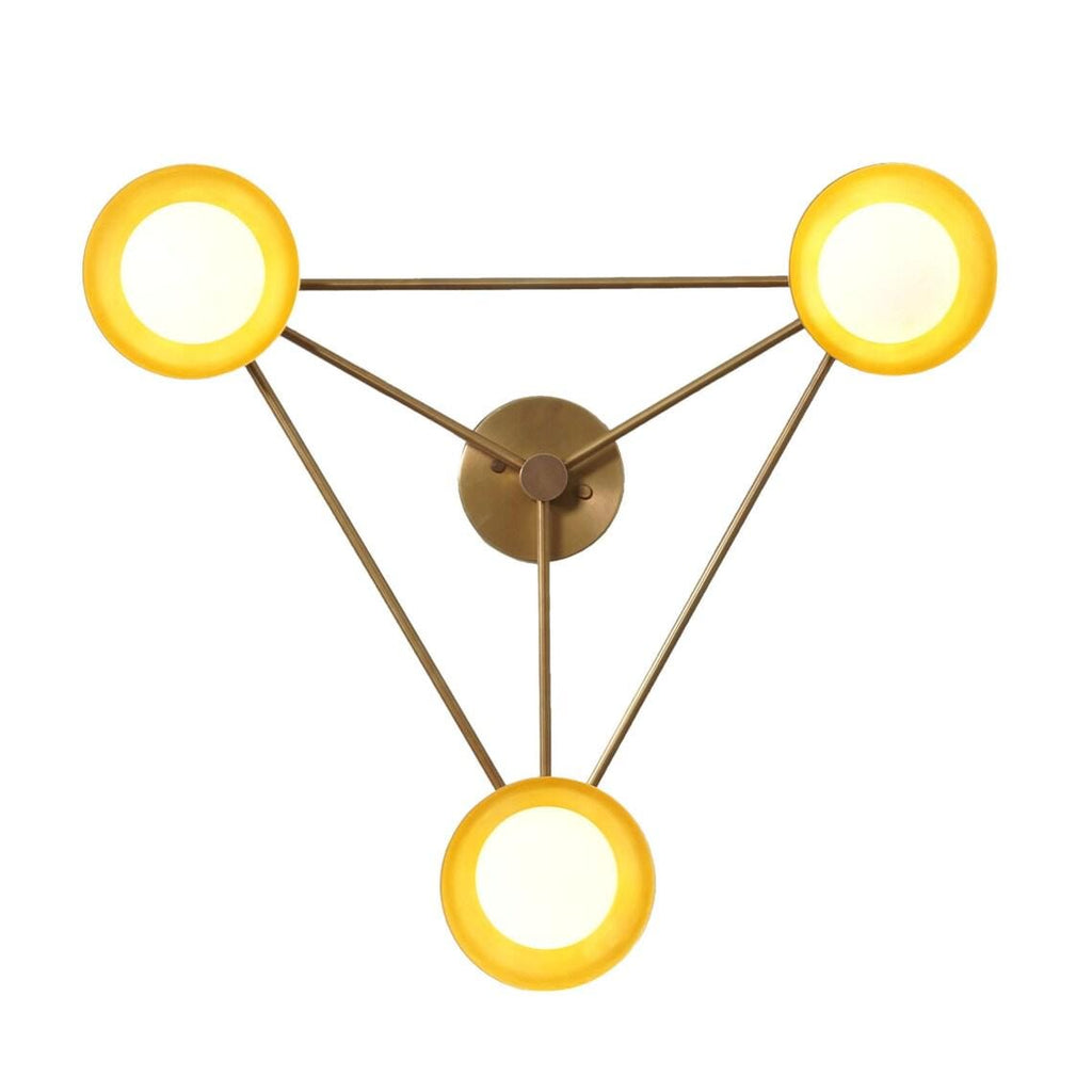 Three Globe Brass Sputnik Chandelier - Mid-Century Modern Pendant Light