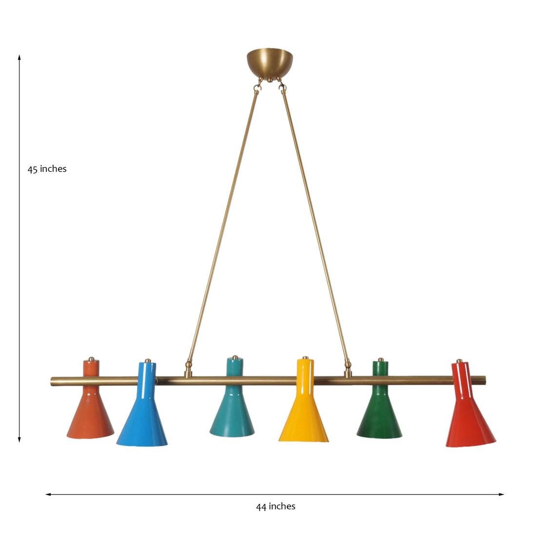 Mid Century Multi Color Shade Linear Chandelier Ceiling Pendant Light Fixture Modern Chandelier
