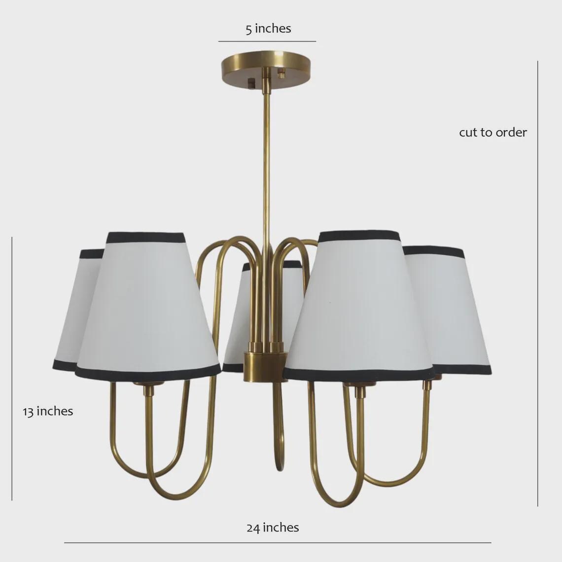 5-Light Linen Shade Brass Sputnik Chandelier with Linen Fabric Shades Ceiling Fixture