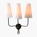 3-Light Linen Shade Wall Sconce Fabric Shades  Brass Wall Lamp