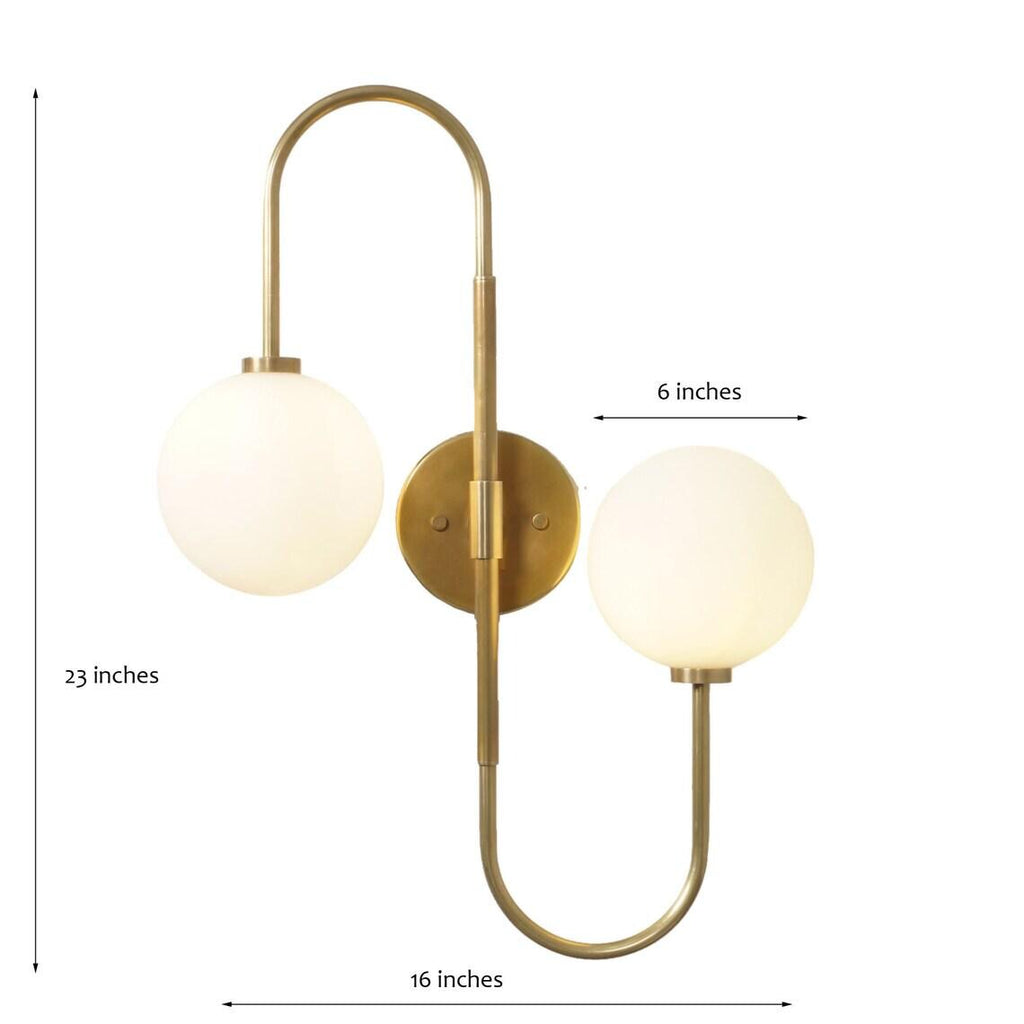 Double Light Globe Sputnik Brass Sconce Wall Lamp Beside