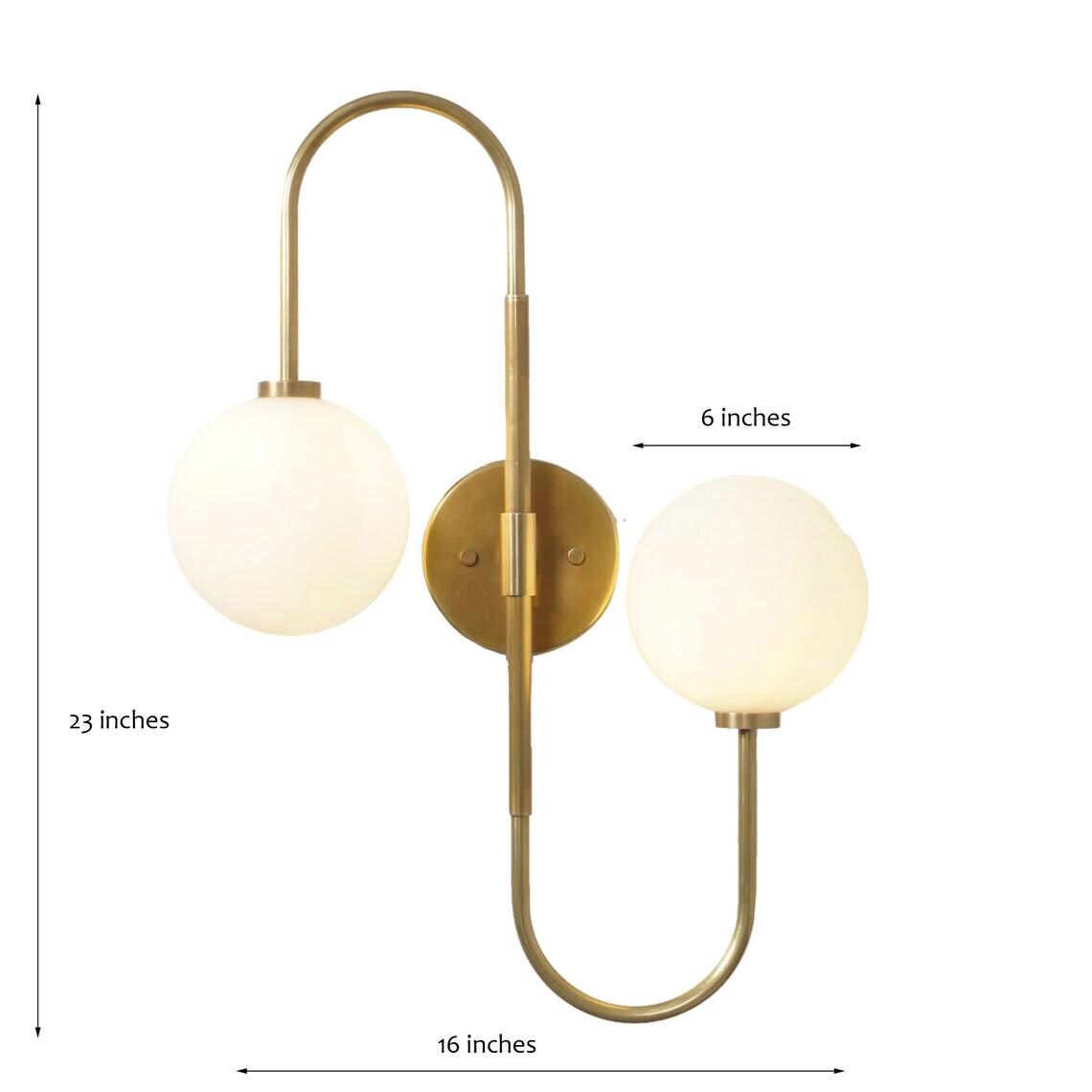 Double Light Globe Sputnik Brass Sconce Wall Lamp Beside