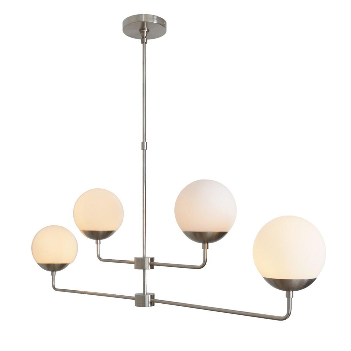 Four Light Glass Globe Light Shade Sputnik Starburst Ceiling Pendant Chandelier Fixture