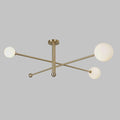 Handmade Brass Sputnik Chandelier: Mid Century Modern Three Globe Light