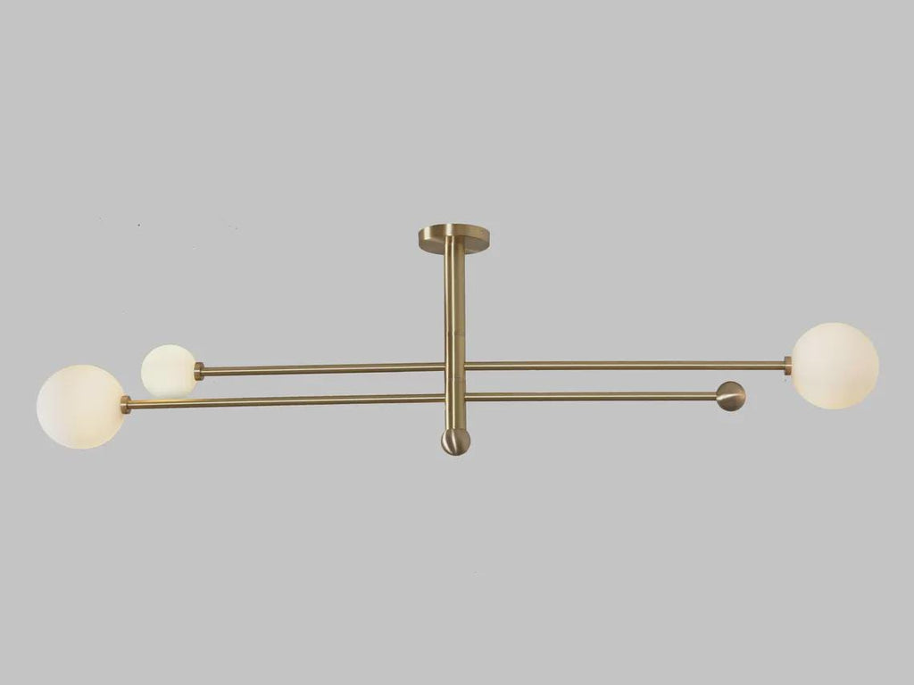 Handmade Brass Sputnik Chandelier: Mid Century Modern Three Globe Light
