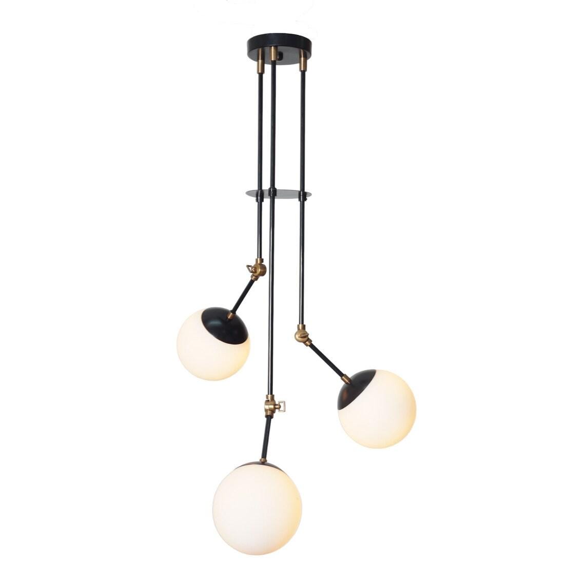 Three Sputnik Chandelier Pendant Light Fixture Matte Black Globe Pendant