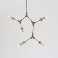Mid Century Modern Sputnik Chandelier, Raw Brass & Glass