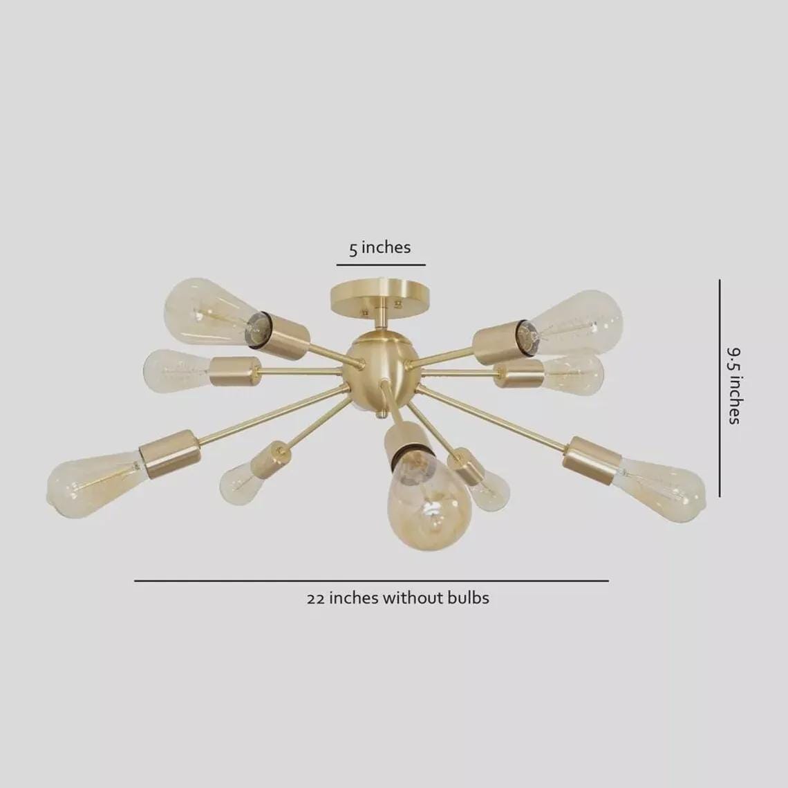 Sputnik 10 Arm Flush Mount Chandelier Modern Brass Light Ceiling Finish Bedroom Lights Fixture