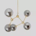 5 Globe Sputnik Chandelier: Mid-Century Brushed Brass Light Fixture