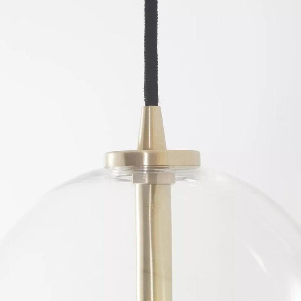 Opal Glass Globe Pendant Light - Mid Century Raw Brass Finish
