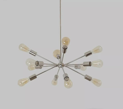 12 Lights Mid Century Sputnik Starburst Chandelier Fixture Brushed Chrome Brass Finish Bedroom Lights