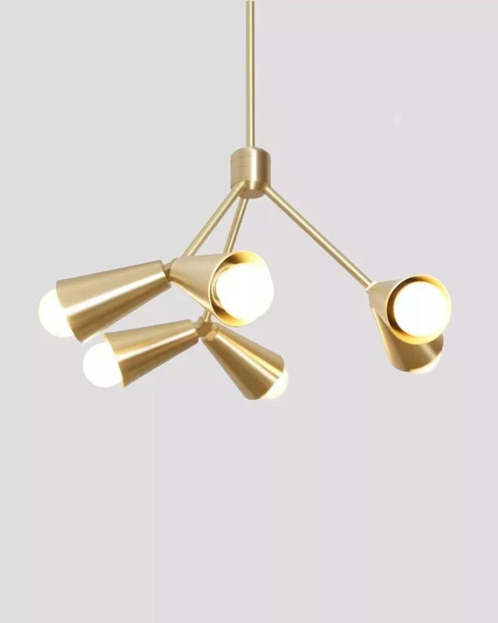 Brushed Brass Sputnik Chandelier - Mid-Century Modern 6-Light Pendant