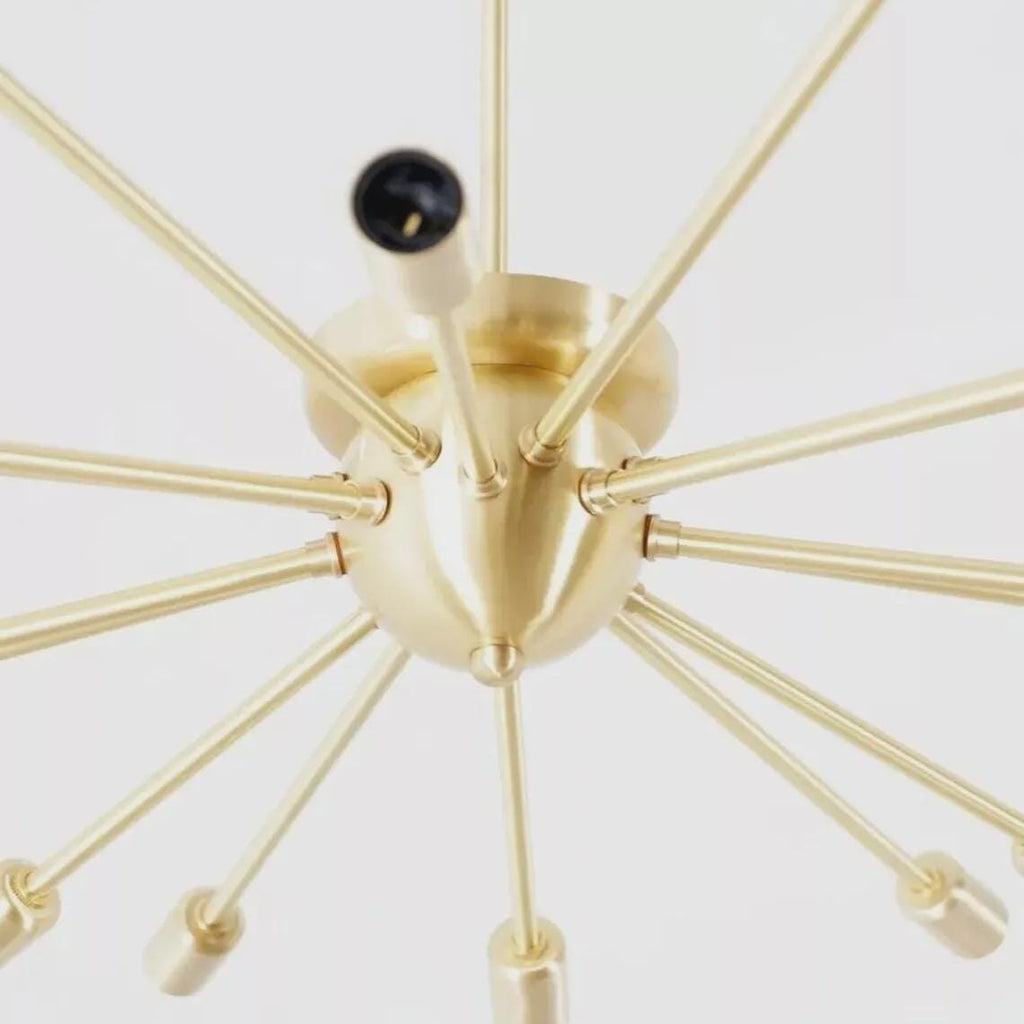 Sputnik Flush Mount Chandelier 16 Arm Light Modern Raw Brass Finish Bedroom Lights Fixture