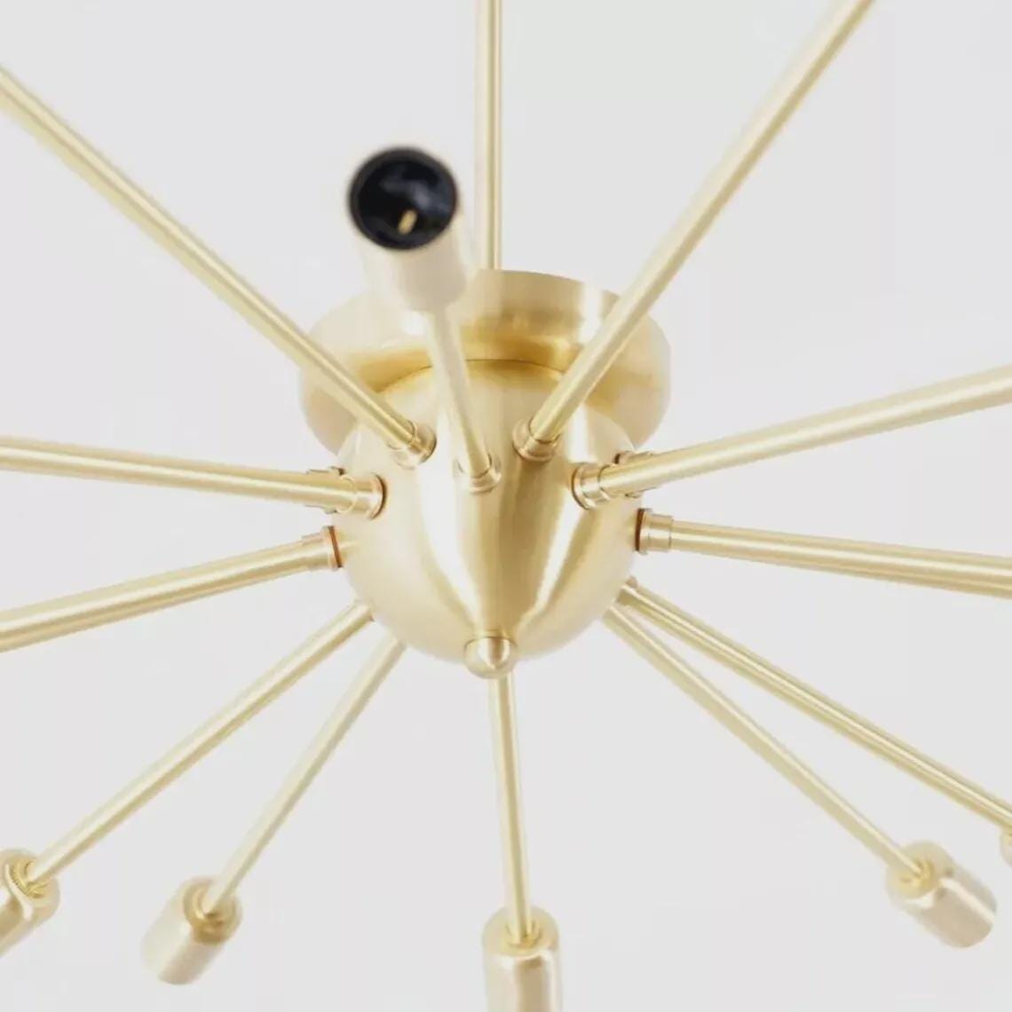 Sputnik Flush Mount Chandelier 16 Arm Light Modern Raw Brass Finish Bedroom Lights Fixture