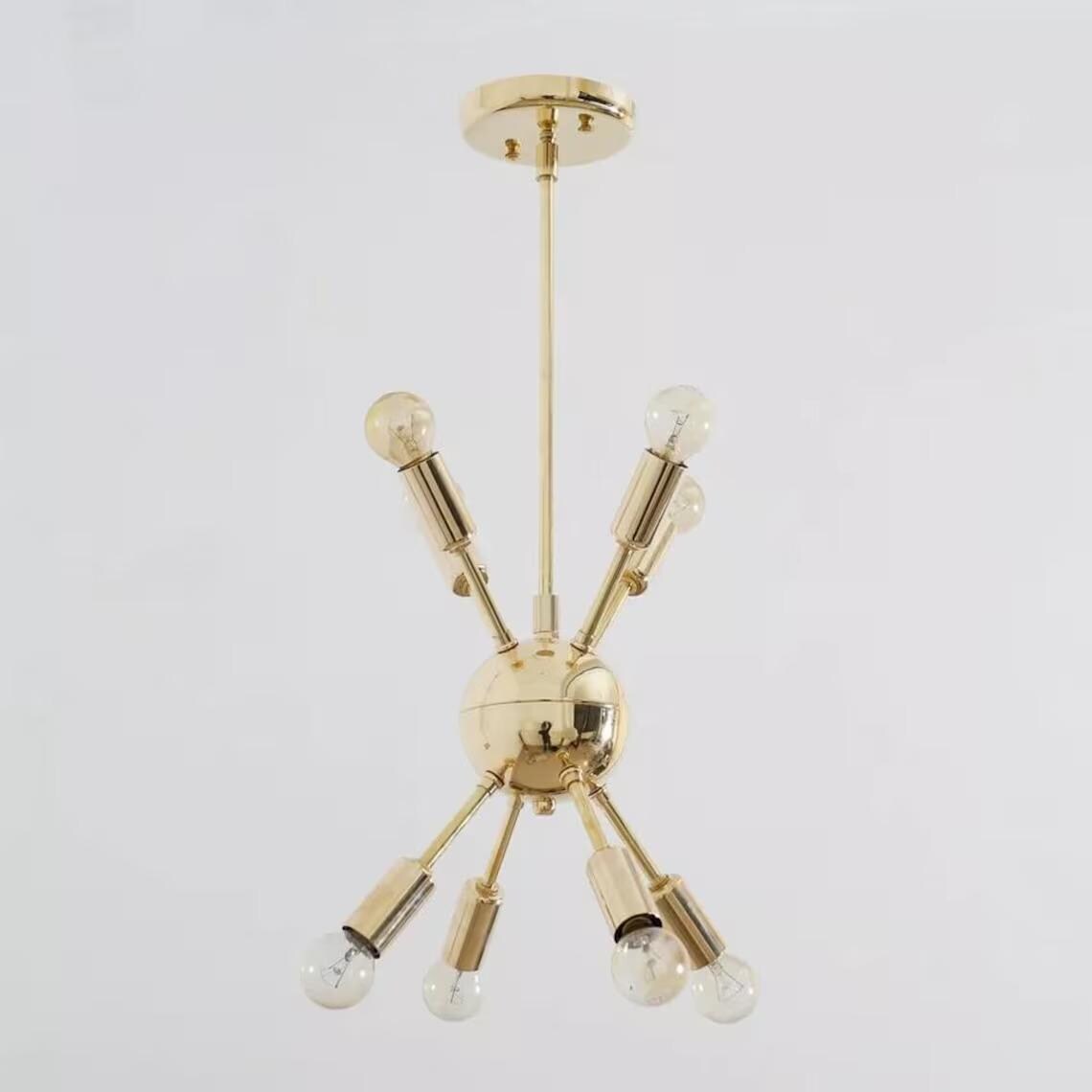 Sputnik Ceiling 8 Arm Sputnik Chandelier Modern Fixture Polish Brass Finish Bedroom Lights