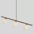 Mid Century Modern Pendant Light, 3 Opal Glass Globes, Raw Brass Finish